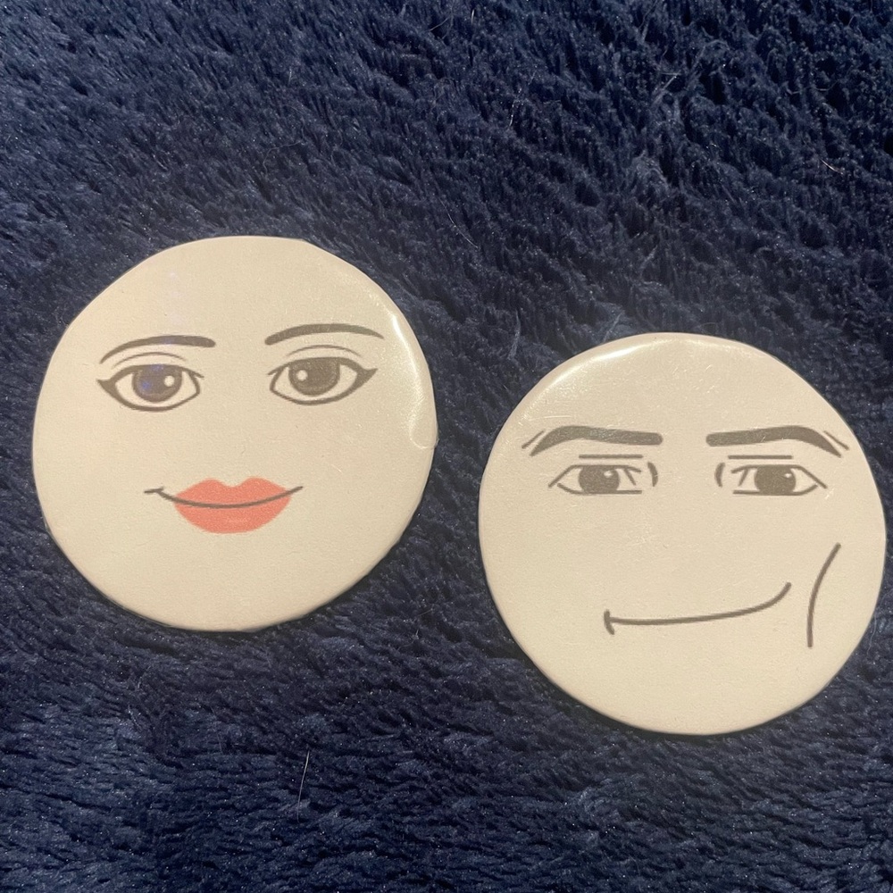 Roblox man and woman face buttons